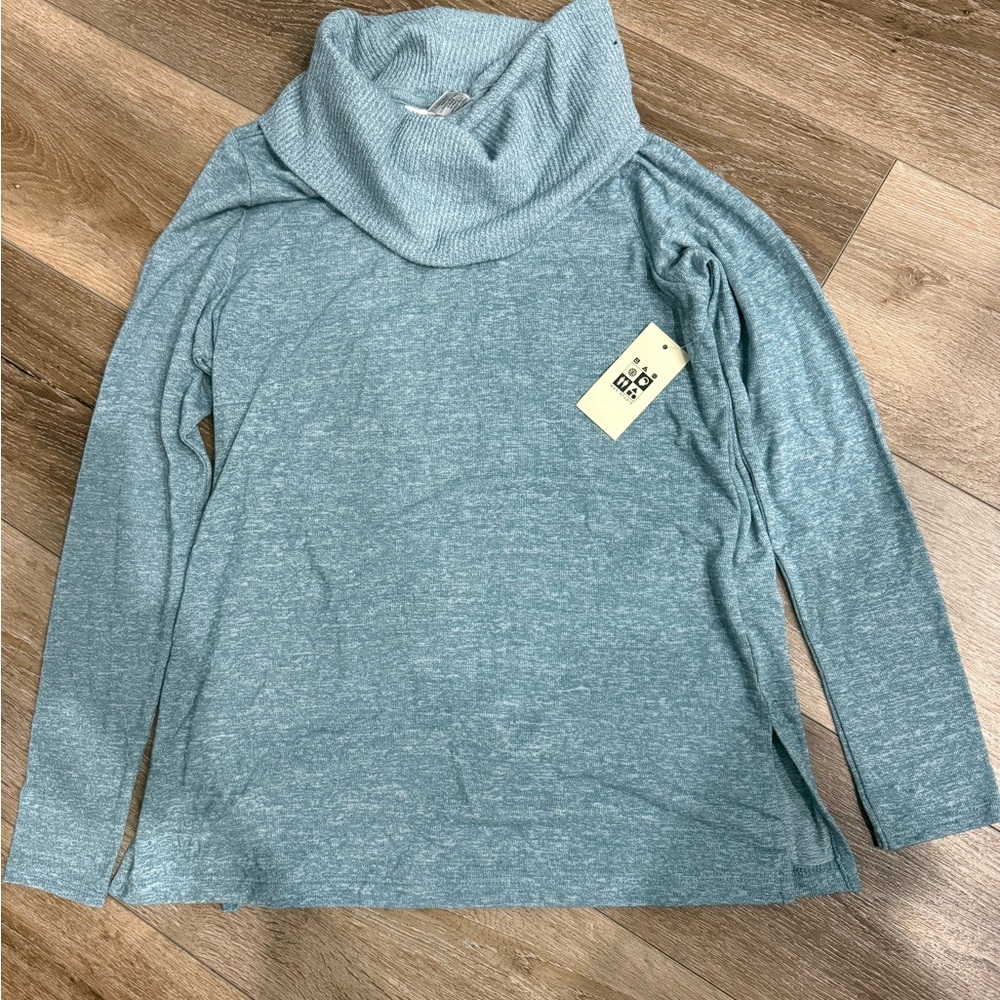 Cozy Cowl Neck Sweater in Light Blue